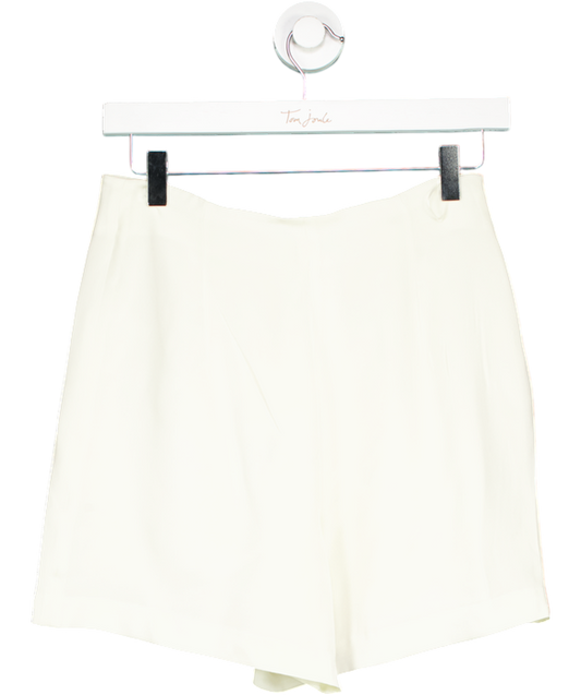 LilySilk White High Waisted Shorts With Button Accents UK 8