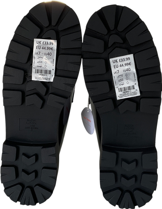 New Look Black Patent Leather-look Tassel Trim Loafers UK 7 EU 40 👠