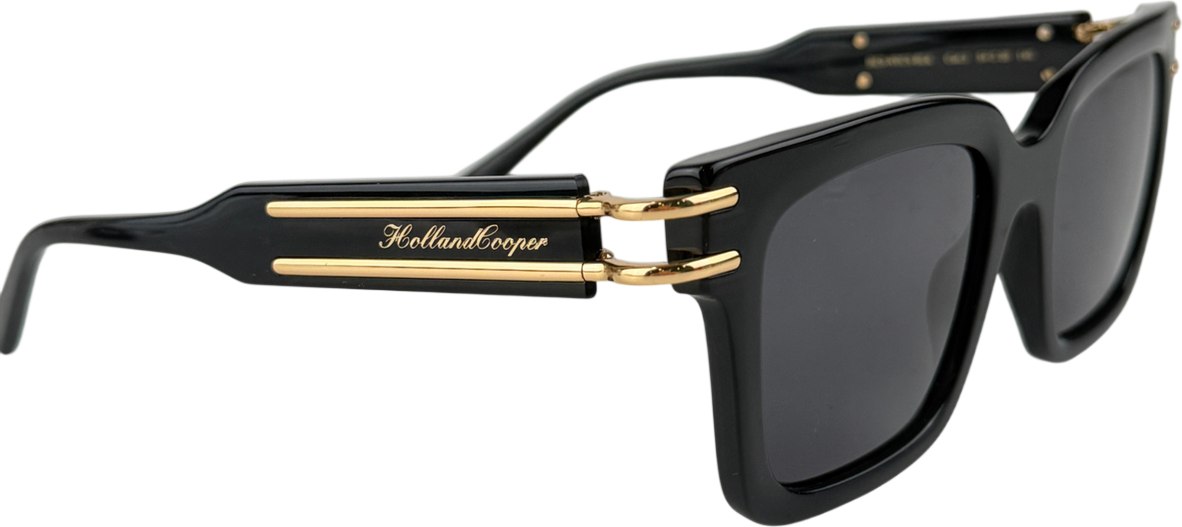 Holland Cooper Black / Gold New York City Logo Arm Sunglasses