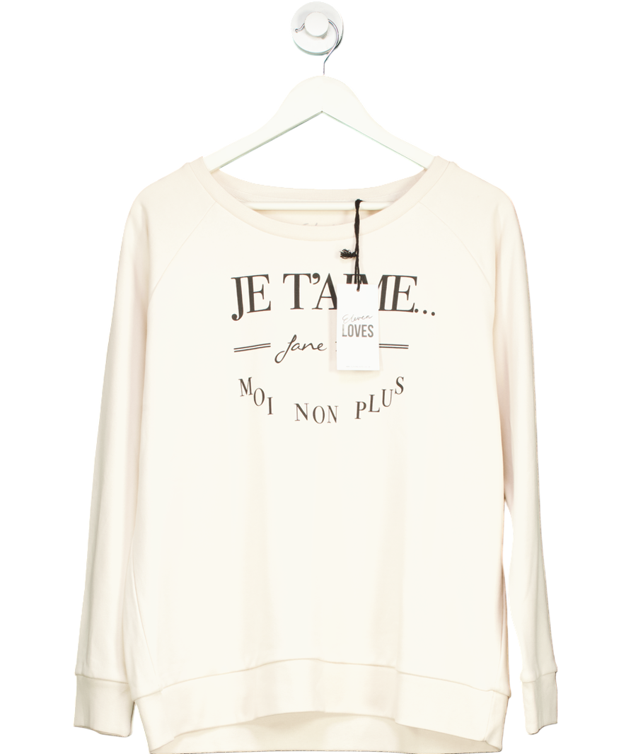 Eleven Loves Cream Je T'aime Vintage Sweatshirt UK L