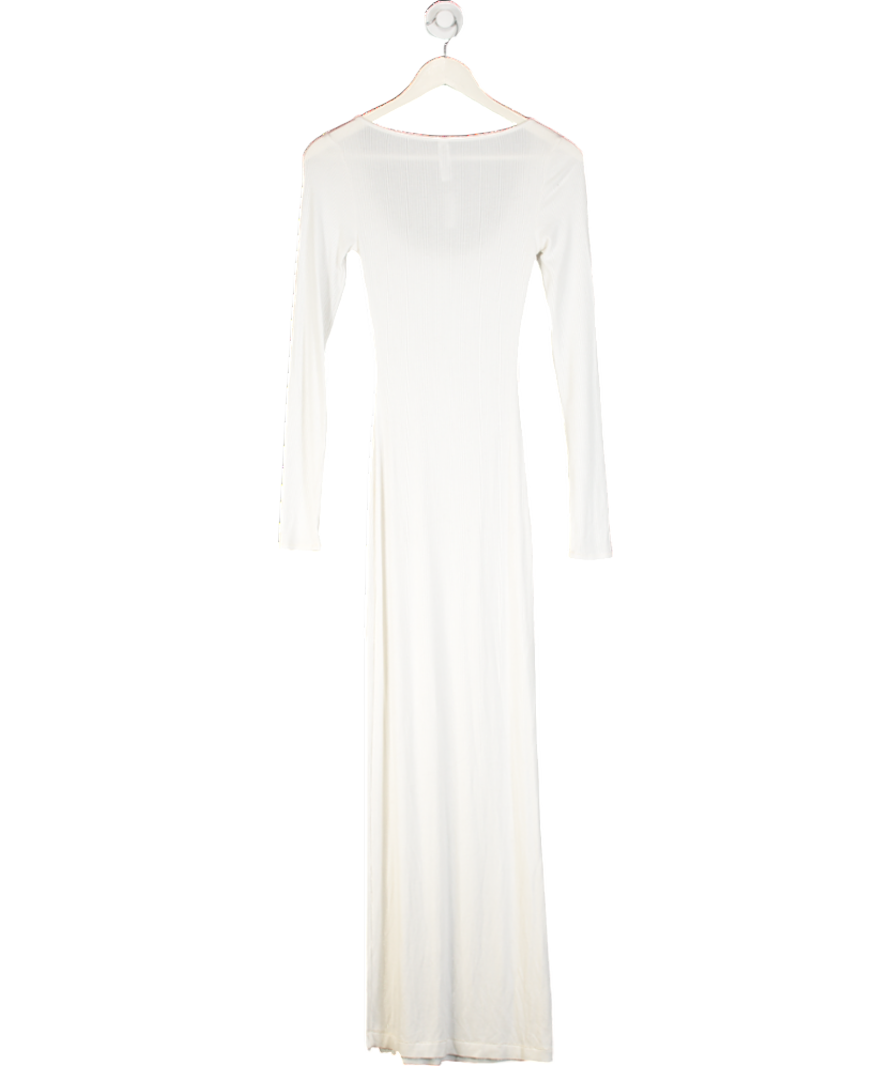 SKIMS White Soft Lounge Long-sleeve Stretch-jersey Maxi Dress UK XS
