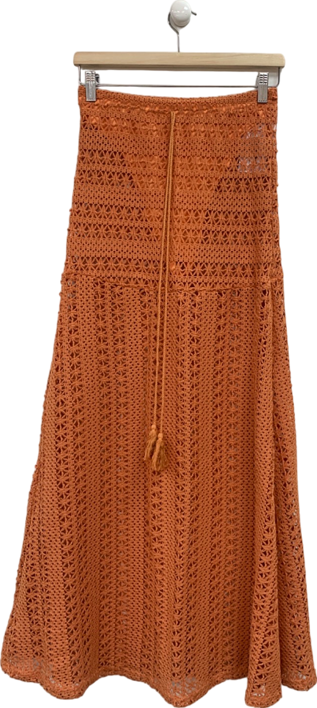 Orange Crochet Maxi Skirt