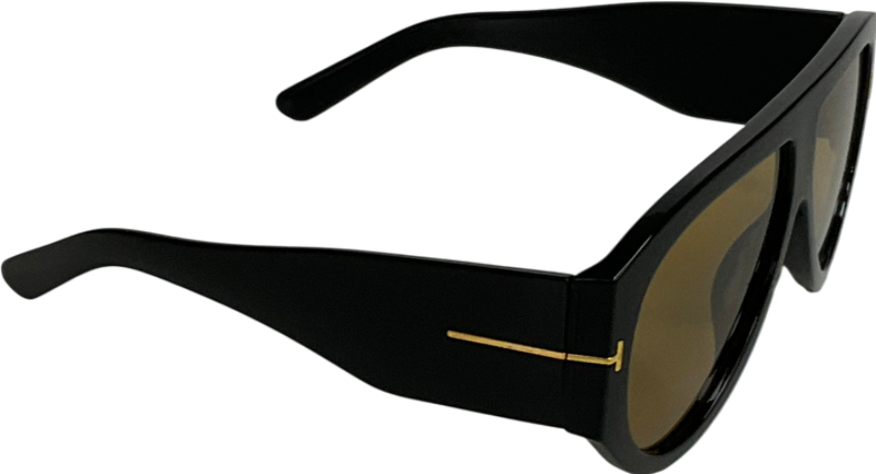 Black Retro Gold Detail Sunglasses One Size