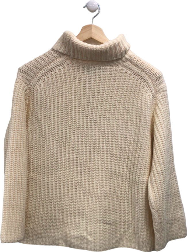 WYSE LONDON Ivory Cashmere Blend Coral Chunky Roll Neck Jumper UK S