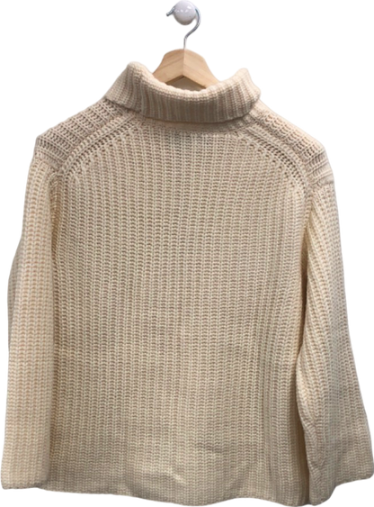 Wyse London Ivory Cashmere Blend Coral Chunky Roll Neck Jumper UK S