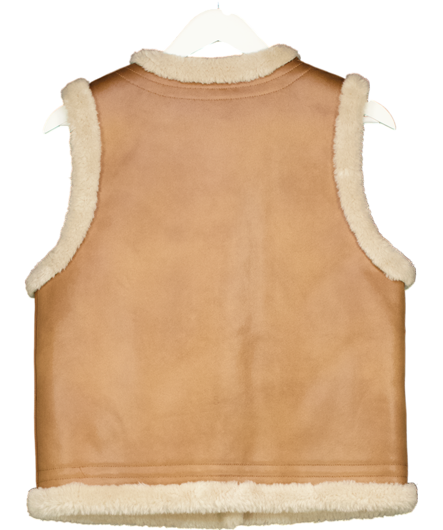 Mint Velvet Brown Tan Reversible Faux Fur Gilet UK S