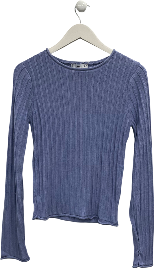 MANGO Blue Long Sleeve Ribbed Sweater UK M