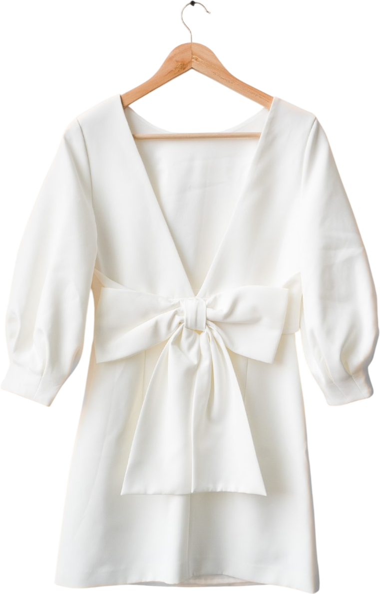 FOREVER NEW Bow Back Mini Dress In Ivory White UK 8