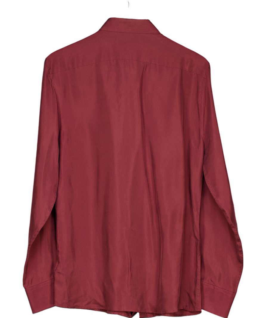 jaeger Red Regular Fit Luxury Silk Shirt UK S