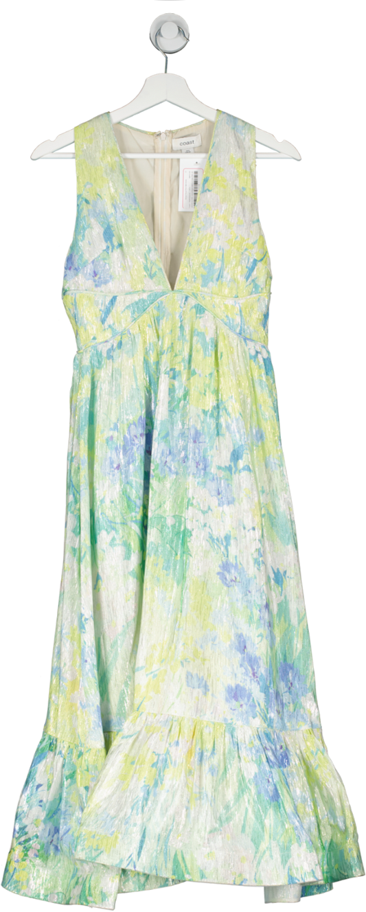 Coast Multicoloured Vibrant Floral Print Midi Dress UK 8