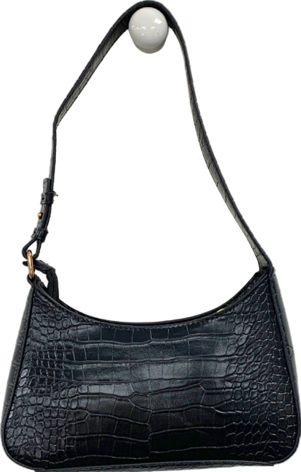 New Look Black Carla Croc Shoulder Bag One Size