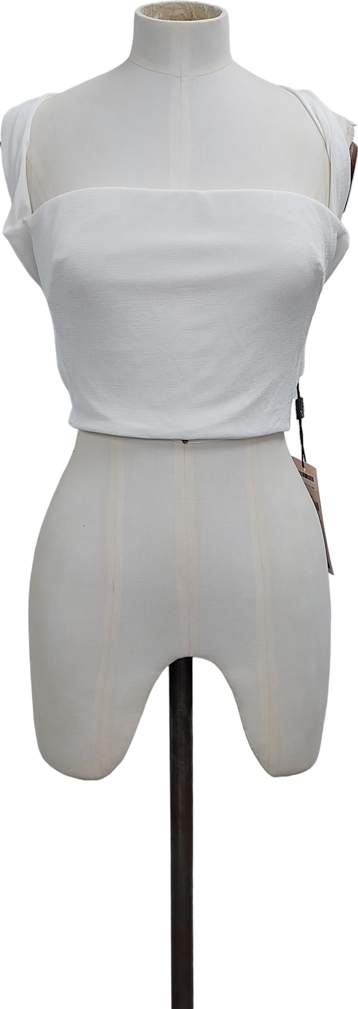 Oh Polly White Soft Rib Backless Crop Top UK S