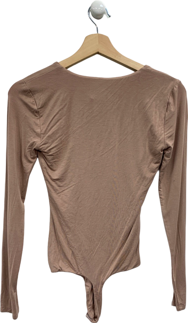 Privacy Please Tan Long Sleeve Bodysuit UK XS