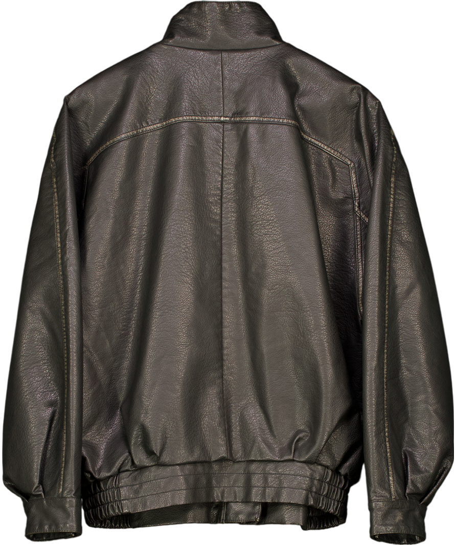 Topshop Brown Faux Leather Oversized Bomber Jacket UK S