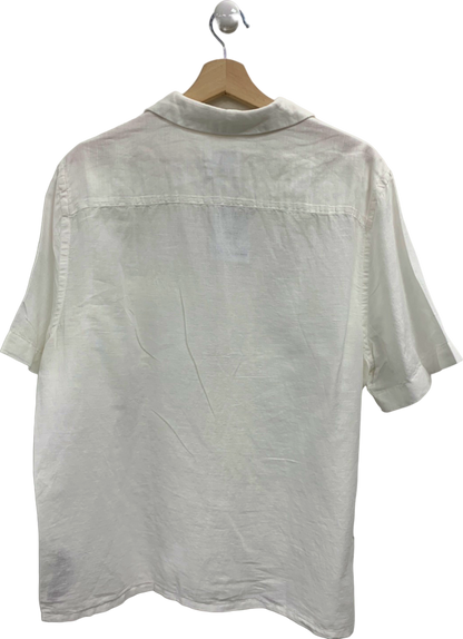 Calvin Klein White Linen-Blend Shirt UK M