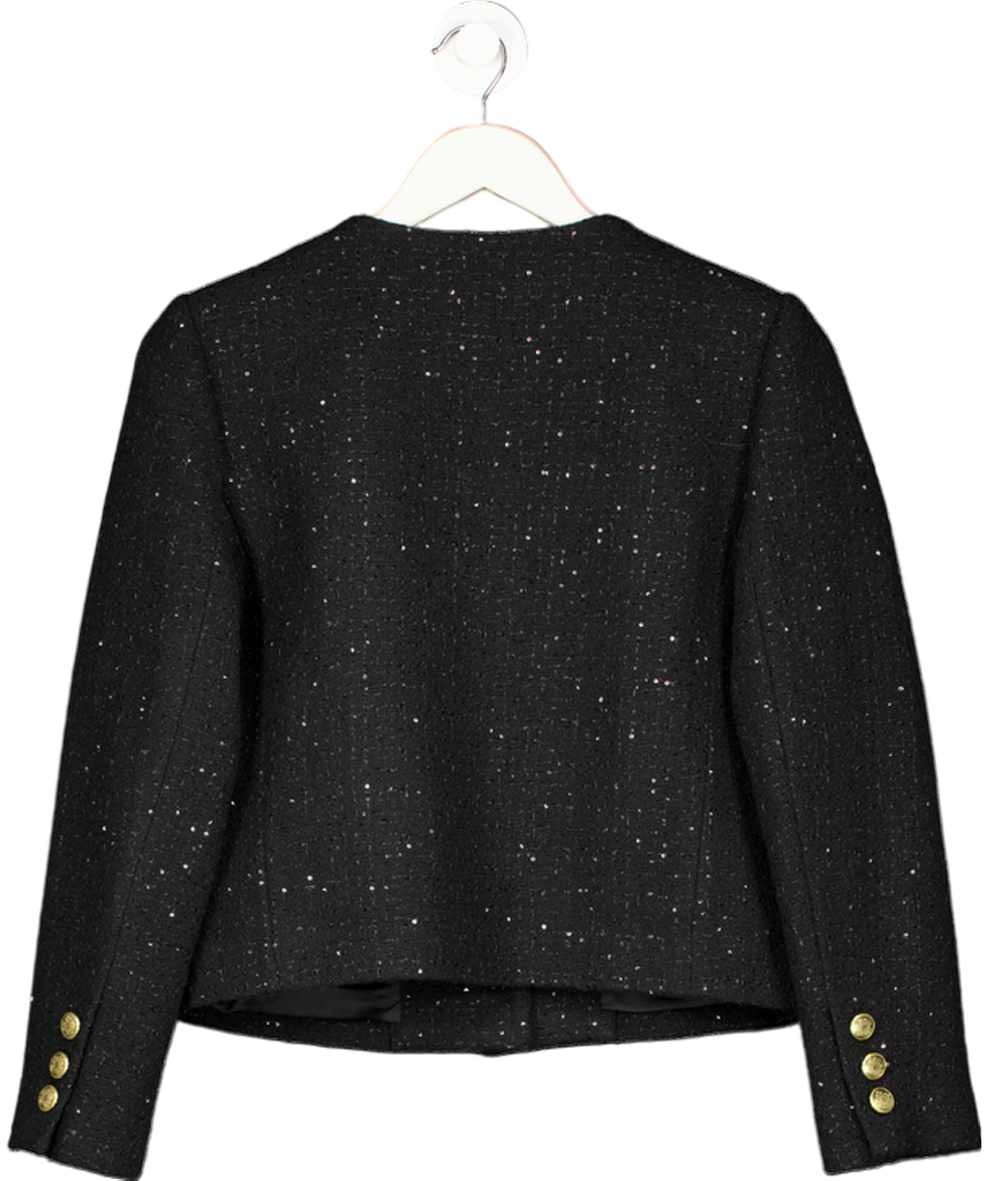 GOELIA Elegant Black Tweed Cropped Women Jacket UK S
