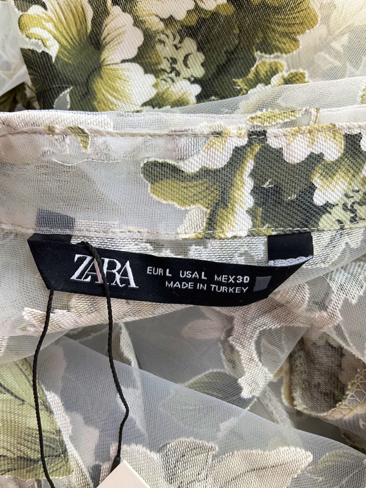 Zara Floral Sheer Blouse UK L