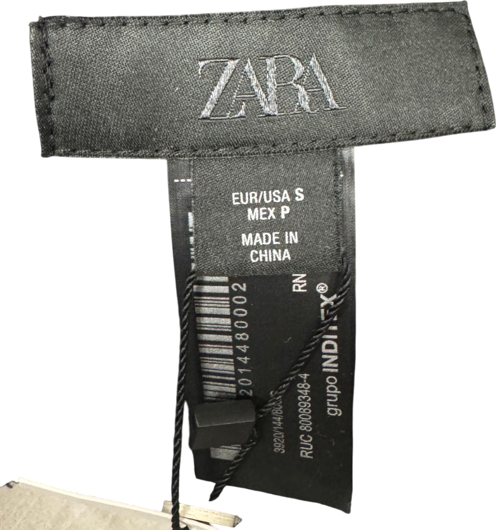 ZARA Black Embroidered Flower Bucket Hat UK S