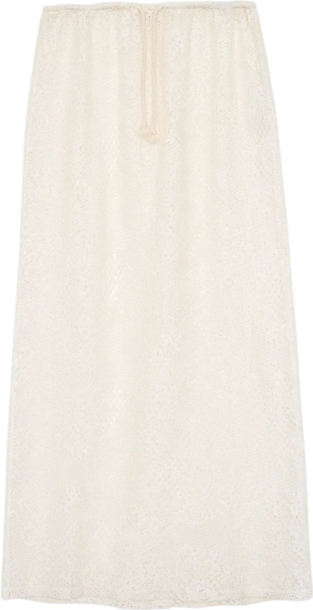 4th & Reckless Cream Rose Off White Crochet Maxi Skir UK 10