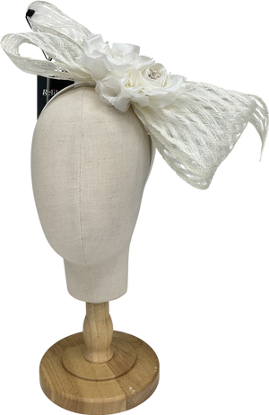 Karen Millen Cream Mesh Floral Bow Headband