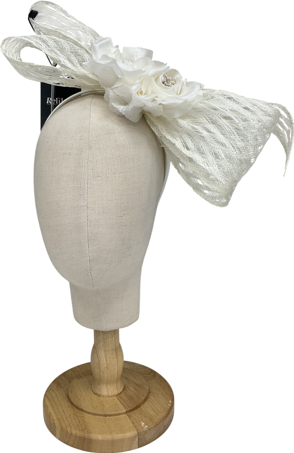 Karen Millen Cream Mesh Floral Bow Headband