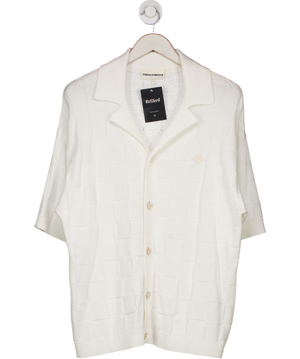 The Couture Club White Knitted Checkerboard Shirt UK M
