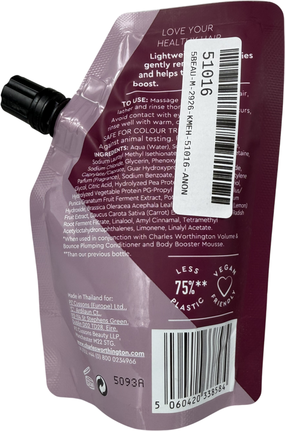 charles worthington Volume & Bounce Weightless Shampoo Takeaway 75ml