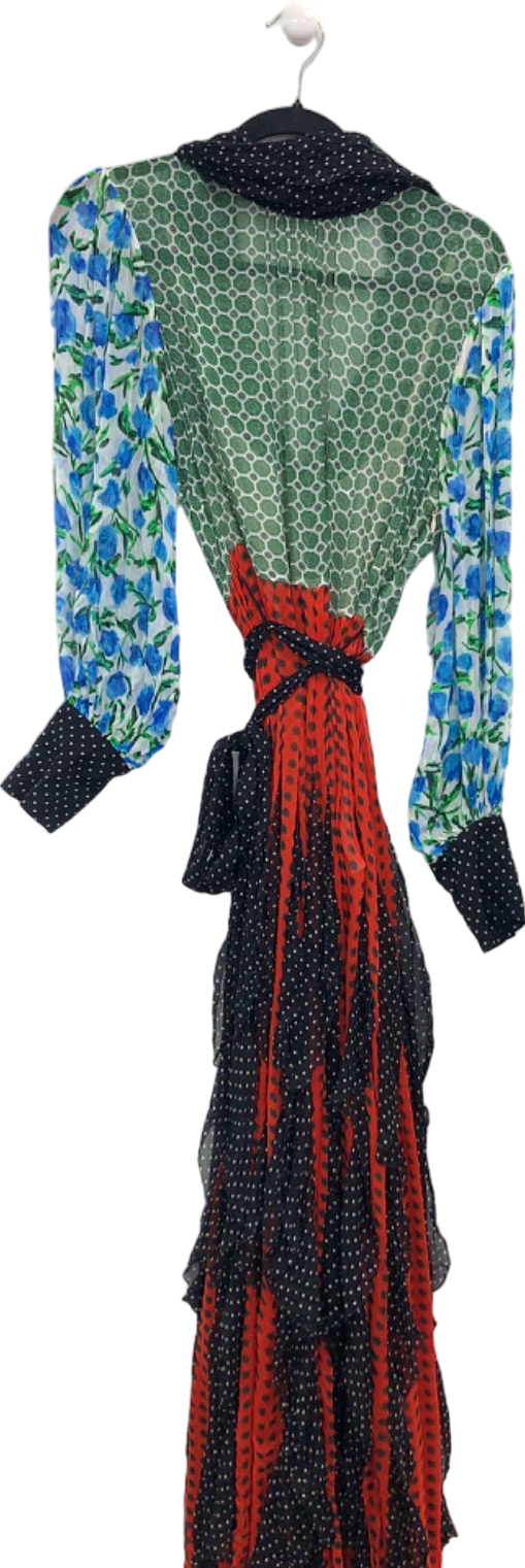 LK.BENNETT ROYAL ASCOT Alaina Mixed Print Georgette Maxi Dress UK 12