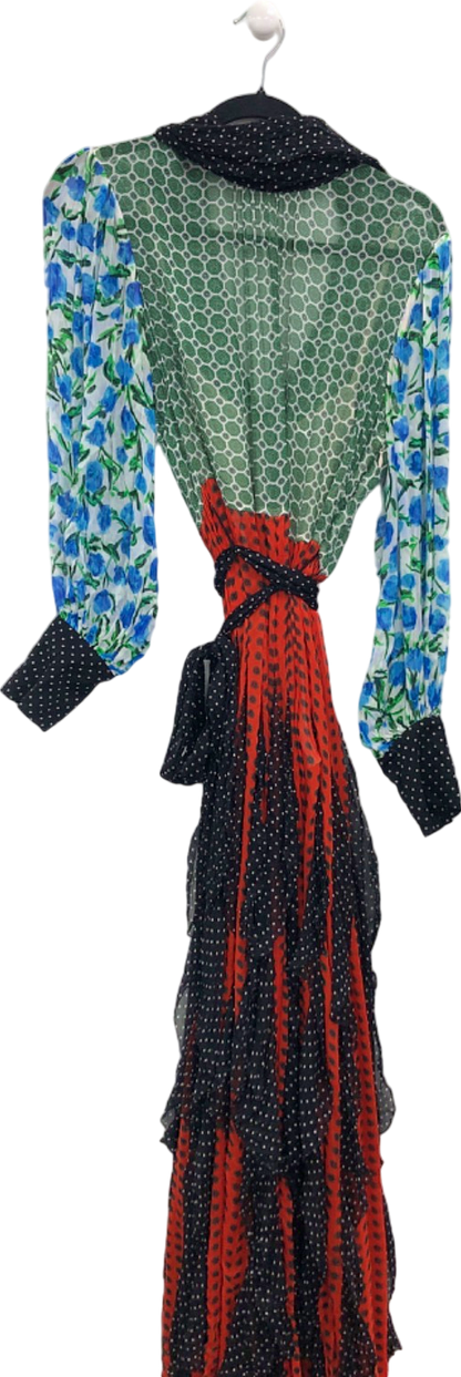 LK.BENNETT ROYAL ASCOT Alaina Mixed Print Georgette Maxi Dress UK 12