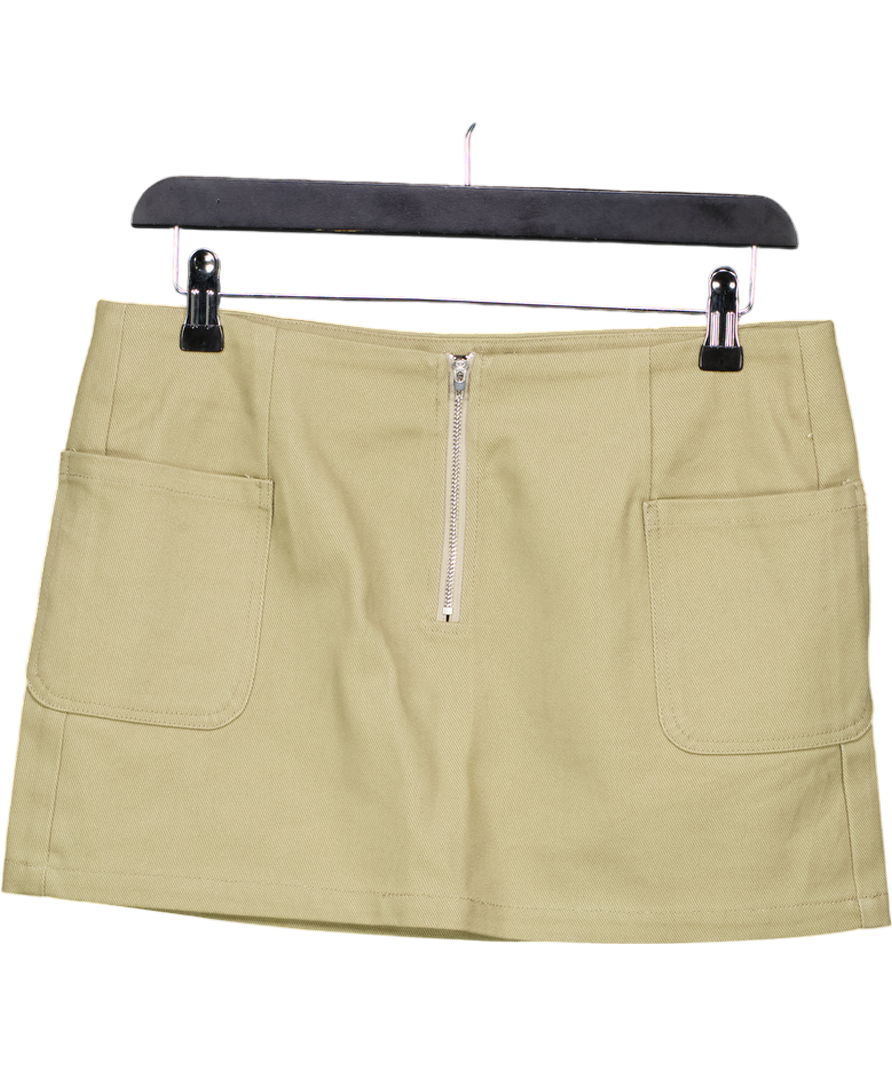 White Fox Green Khaki Mini Skirt UK S