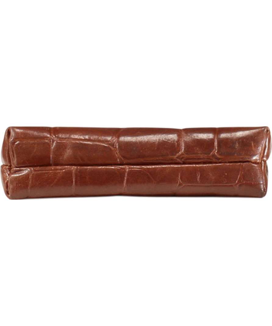 Mulberry Brown Croc Oak Leather Pouch One Size