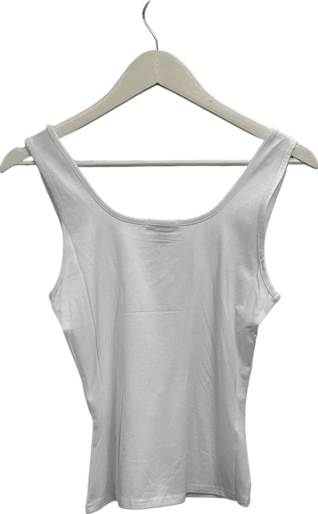 boohoo White Premium Super Soft Wide Strap Square Neck Vest UK 10
