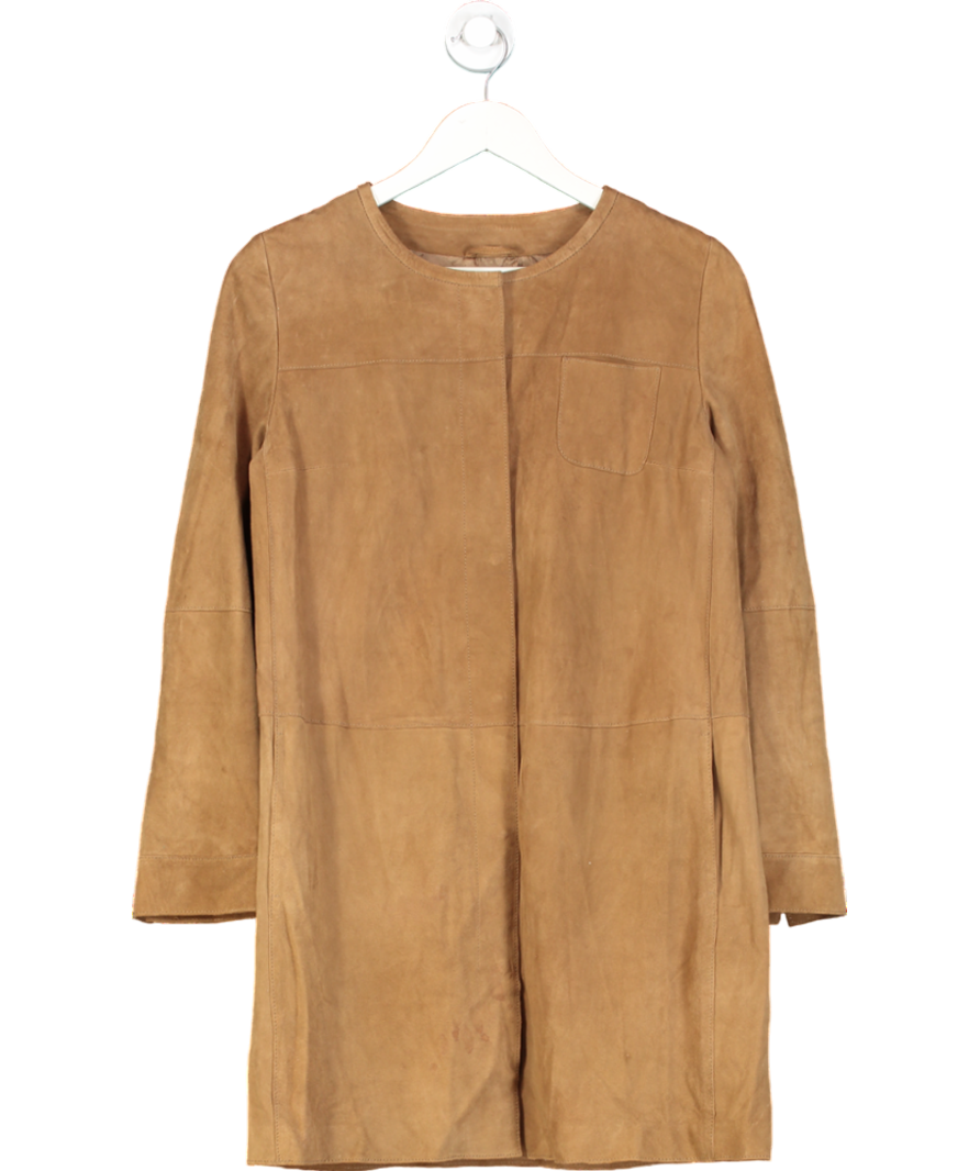 Max Mara Brown Suede Effect Light Jacket UK 8