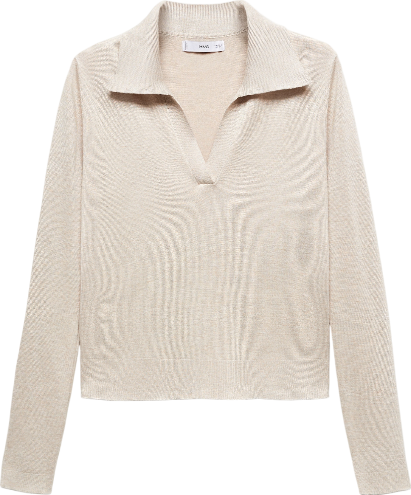 MANGO Beige Polo-neck Knitted Sweater UK M