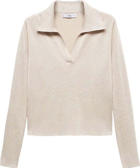 MANGO Beige Polo-neck Knitted Sweater UK M