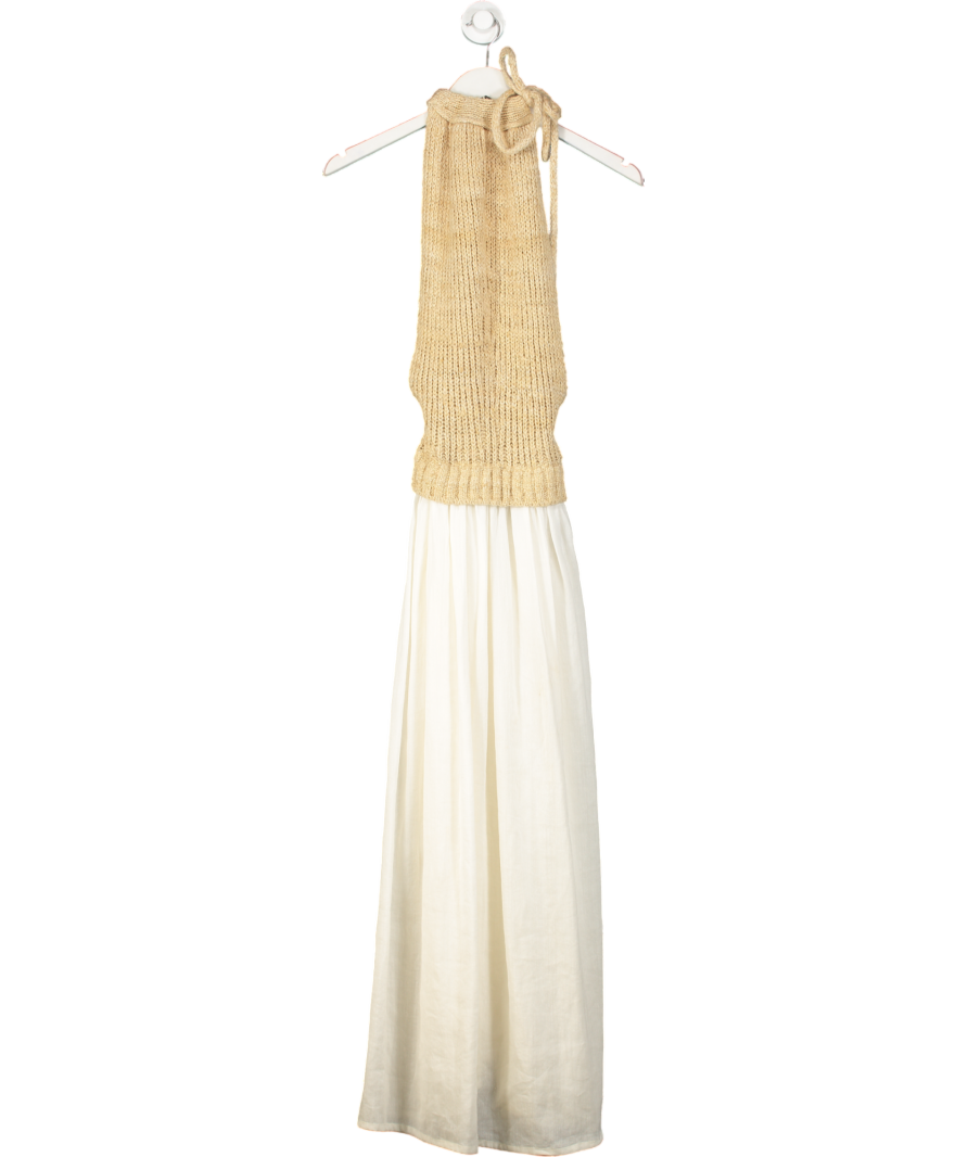 Loewe Cream Silk Knitted Top Maxi Dress UK S