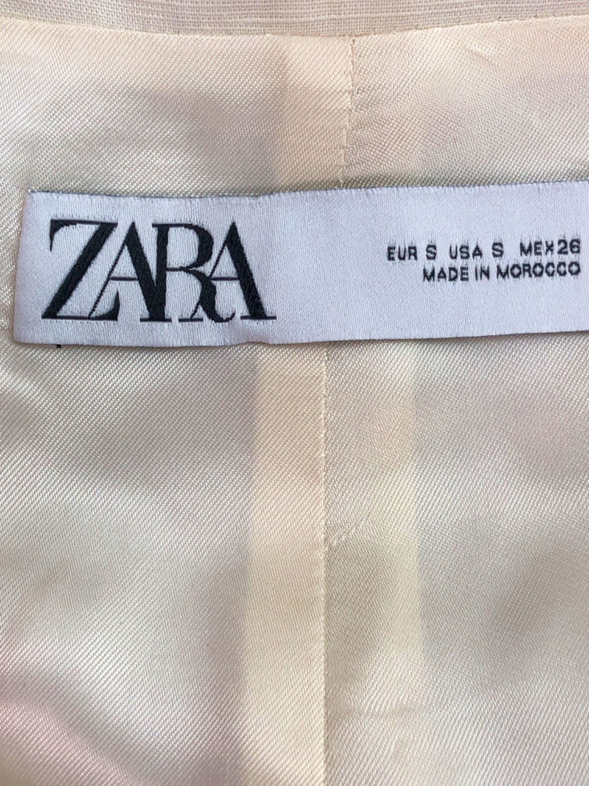 Zara Cream Sleeveless Linen Waistcoat Size UK S