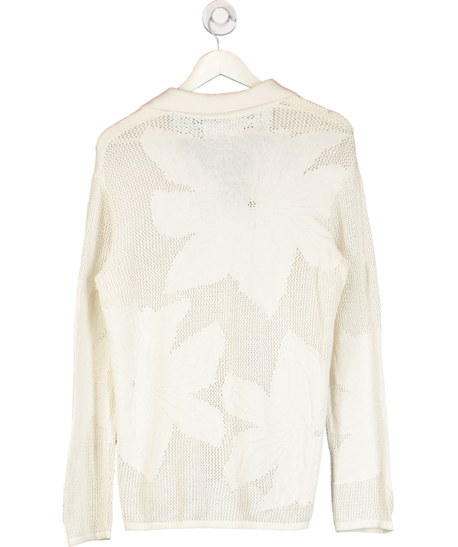 Samsøe Samsøe Cream Floral-jacquard Organic Cotton Sacona Shirt UK S