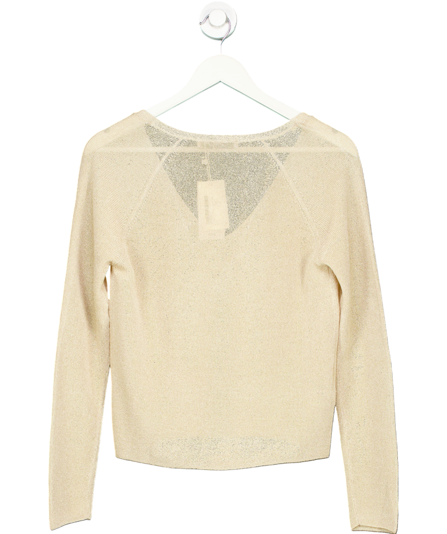 MANGO Gold metallic V-neck Lurex Sweater UK S