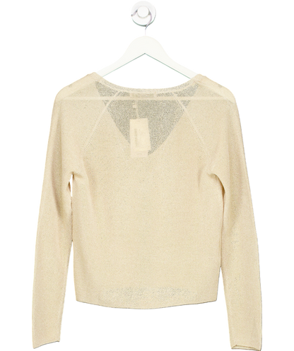 MANGO Gold metallic V-neck Lurex Sweater UK S