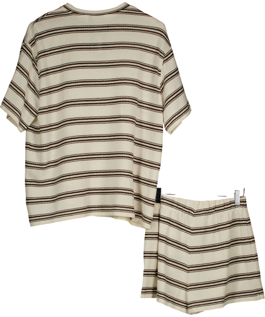 ASOS Beige Oversized T-shirt Co-ord In Choc Stripe UK S