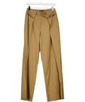 ASOS Beige Tailored Wide Leg Trousers With Fold Over Waistband Detail In Camel UK 8