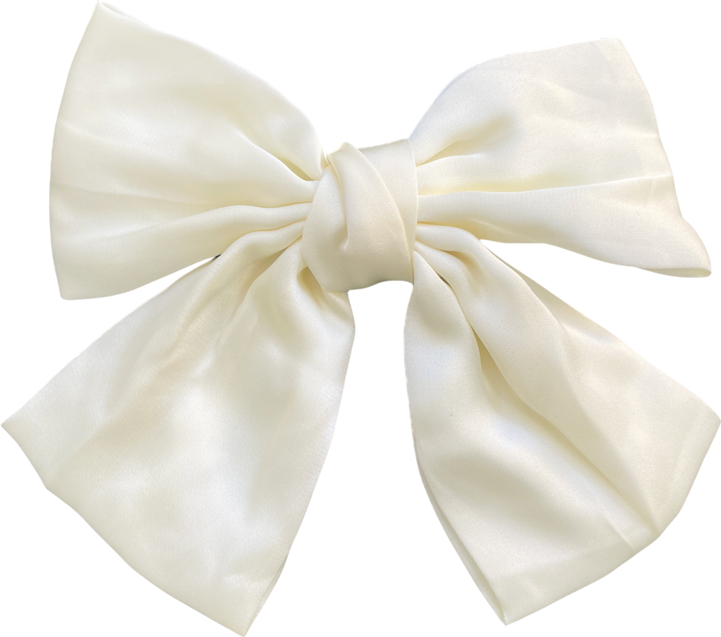 Anisa Sojka Cream Silk Satin Oversized Hair Bow Clip One Size