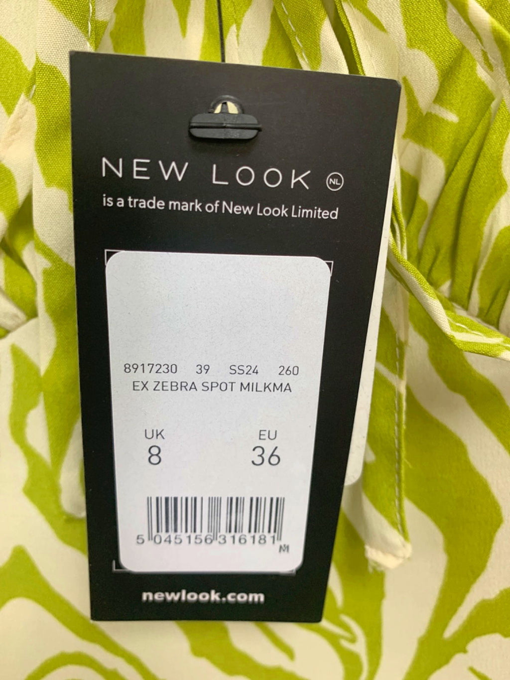 New Look Green & White Zebra Print Midi Dress UK 8