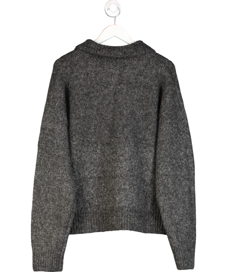 Weekday Grey Bobby Relaxed Knitted Polo Sweater UK L