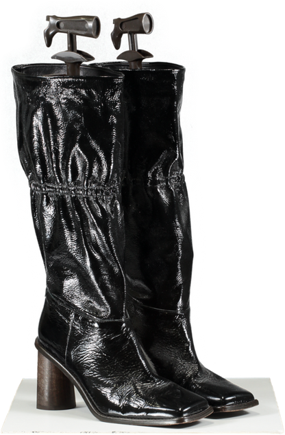 Regina Pyo Black Block Heel Patent Leather Boots UK 8 EU 41 👠