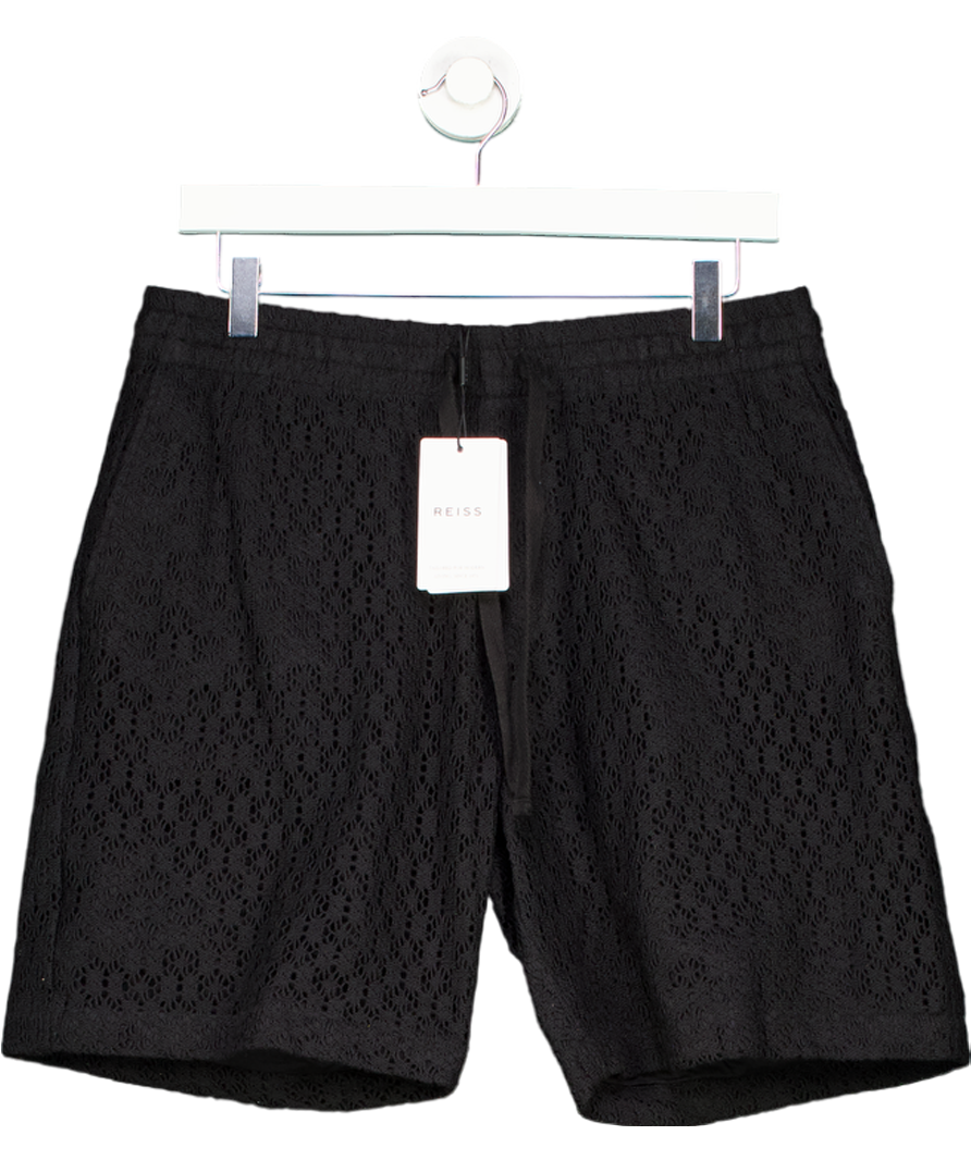 REISS Black Prez Crochet Shorts UK M