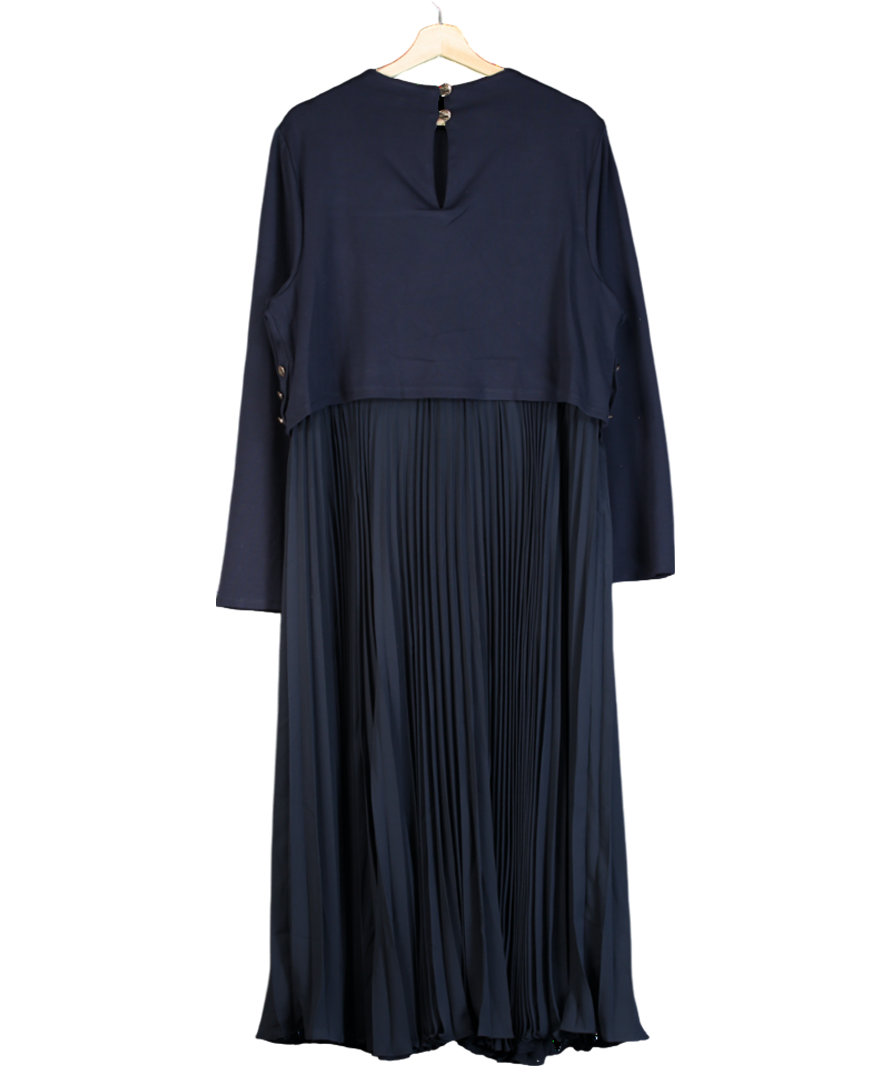 Monsoon Blue Penny Long Sleeve Pleated Midi Dress UK XL