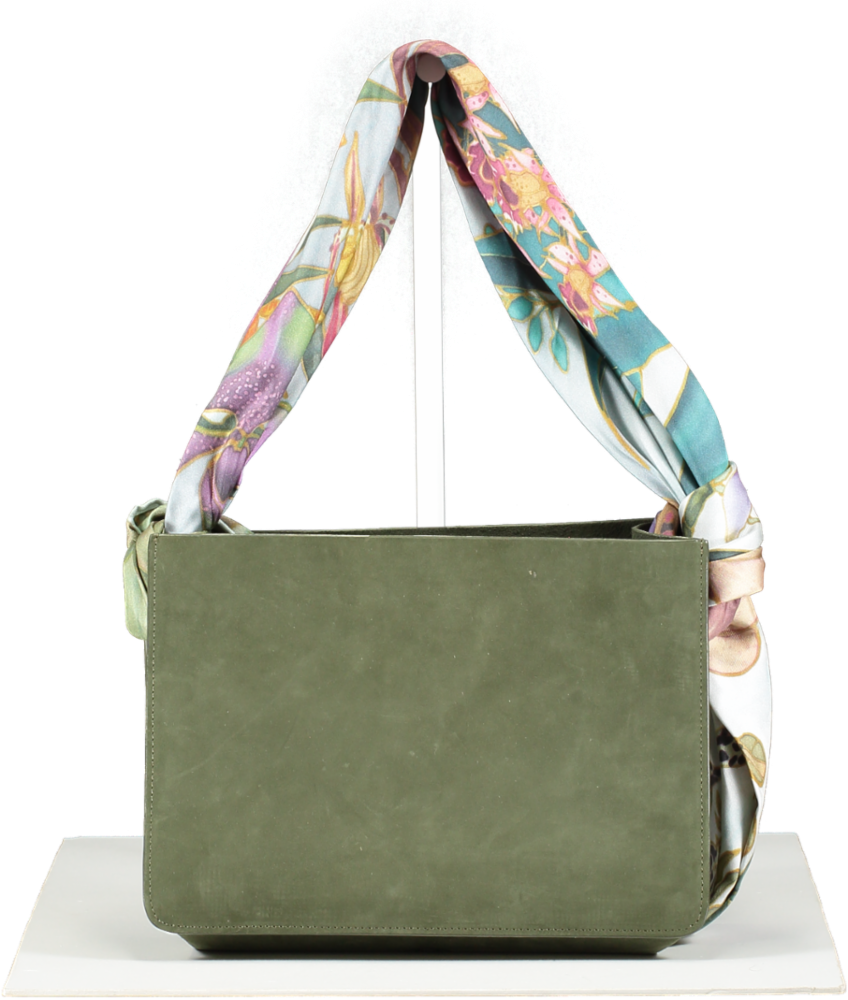 Montunas Green Leather Guaria Bag With Scarf Handle