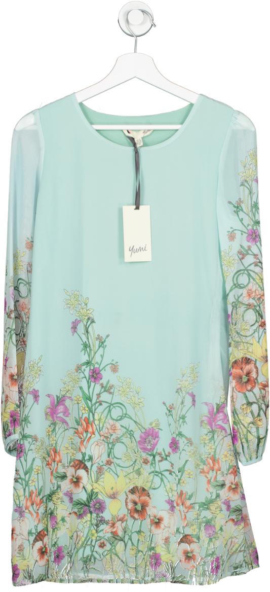 Yumi Green Floral Print Shift Dress UK 8